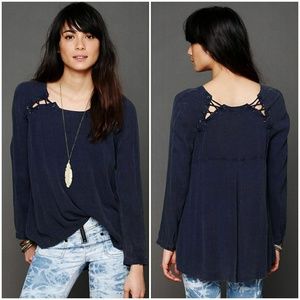 Free People Lace Up Back Hi Lo Top